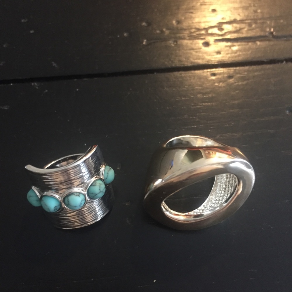2 - size 6 silver rings.  One has some turquoise.